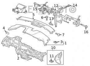 Panoul frontal al torpedo-ului gol al Honda Clarity 18-21 SUA negru, cu un strat de lemn negru, zgârieturi pe stratul de lemn