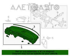 Panoul frontal cu AIRBAG pentru Honda Insight 19-22, negru, capac din piele pentru curățare chimică.