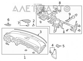 Panoul frontal cu AIRBAG pentru Honda Insight 19-22, negru, cu husă din piele.