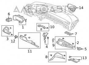 Накладка торпеды правая Honda Insight 19-22 кожа черная