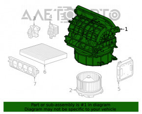 Корпус печки голый вентилятор, правая часть Honda Insight 19-22