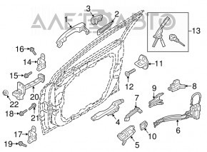 Buclele ușii din față dreapta de jos pentru Kia Niro 17-22.