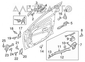 Buclele ușii din spate dreapta inferioară pentru Hyundai Sonata 11-15, noi, originale OEM.