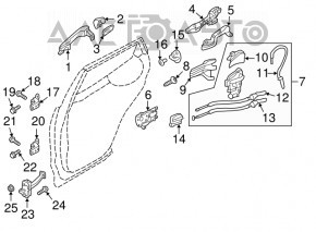 Limitatorul ușii din spate dreapta pentru Hyundai Santa FE Sport 13-18, nou, original OEM.