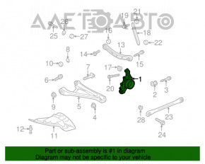 Butucul roții spate stânga Audi Q7 4L 10-15 cu cablu și capac