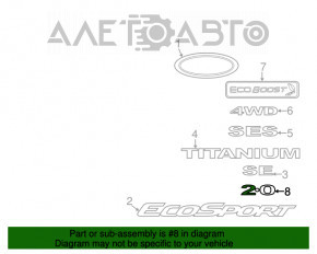 Emblema inscripție 2.0 ușa portbagajului Ford Ecosport 18-22