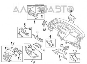 Capacul panoului frontal pentru grilele de aerisire si radio Mitsubishi Outlander Sport ASX 10-