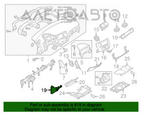 Накладка колени водителя Mitsubishi Outlander 14-21 черн, слом креп