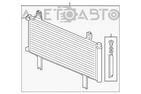 Radiatorul condensatorului de aer condiționat Honda Insight 19-22 are aripioarele îndoit