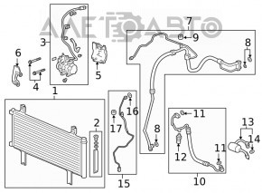 Radiatorul condensatorului de aer condiționat Honda Insight 19-22 are aripioarele îndoit