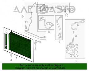 Radiatorul condensatorului de aer condiționat Honda Accord 13-17 hibrid.