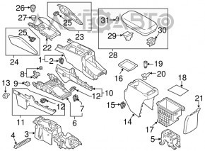 Suport pahare consola centrala Mitsubishi Outlander 14-21 negru, zgarieturi