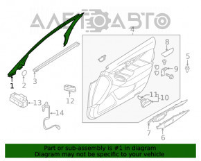 Cadru ușii din față dreapta a Infiniti Q50 14- pentru difuzor