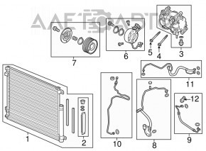 Compresorul de aer condiționat pentru Honda Civic X FC 16 2.0, cutie automată, fără capac.