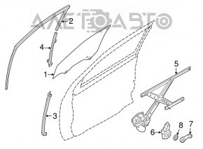 Направляющая стекла двери передней левой Nissan Versa 12-19 usa задняя