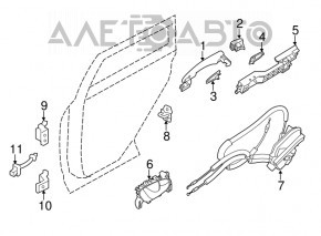 Capacul mânerului exterior al ușii din spate dreapta pentru Nissan Rogue Sport 17-19