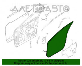 Уплотнитель двери передней левой Nissan Rogue 21-23 US built