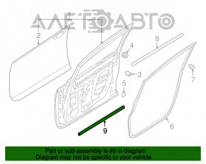 Уплотнитель двери нижний передний правый Nissan Leaf 18-