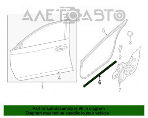 Garnitură ușă față stânga Nissan Altima 13-18 inferioară