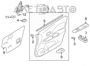 Capacul ușii cartela dreapta față Nissan Versa 12-19 SUA gri, plastic îmbătrânit