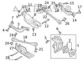 Maneta transversală inferioară din spate dreapta față Audi Q5 80A 18- nou OEM original