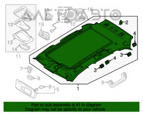 Acoperirea tavanului Audi Q5 80A 18- pentru panoramă, negru.