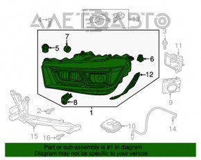 Far stânga față goală Audi Q5 80A 18-20 LED nou OEM original