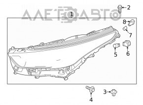 Far dreapta fata Toyota Highlander 20-LED, fara lumina DRL nou original OEM