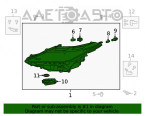 Far dreapta față asamblată Lexus RX350 RX450h 20-22 LED 1 lentilă