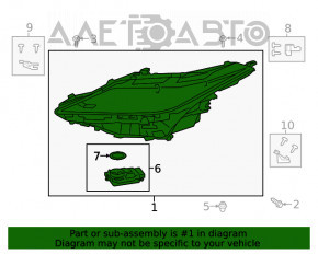 Far dreapta față asamblată Lexus RX350 RX450h 20-22 LED 3 lentile fără AFS