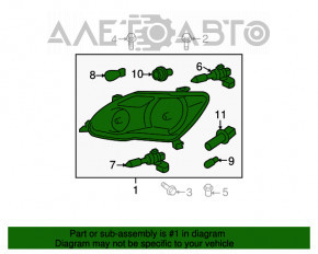 Farul din față dreapta Toyota Avalon 05-12, gol, cu halogen