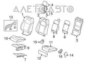 Scaun de pasager pentru Acura MDX 16-20 cu airbag, electric, piele neagră