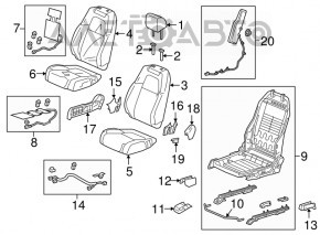 Scaun de pasager pentru Honda CRV 17-22 fără airbag, manual, material textil negru