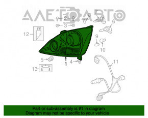 Фара передняя правая голая Lexus GX470 03-09 галоген