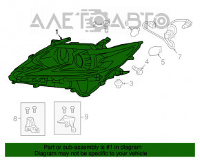 Far dreapta față asamblată Lexus ES300h ES350 16-18 restilizare xenon