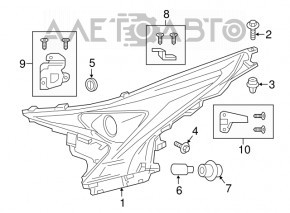 Фара передняя правая Toyota Prius 50 16- голая touring, автосвет