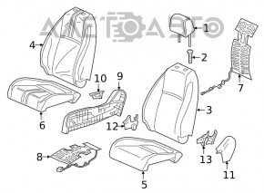 Pernele de scaun din față dreapta Honda Civic X FC 16-21 4d, material textil negru.