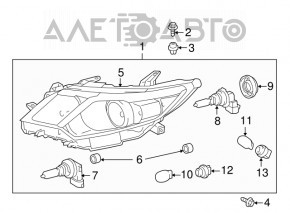 Фара передняя левая Toyota Camry v50 12-14 голая usa SE