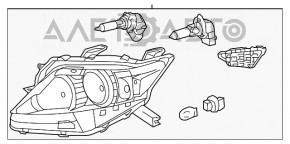 Фара передняя левая голая Lexus RX350 RX450h 13-15 рест галоген