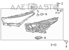 Far stânga față Toyota Highlander 20- LED+LED DRL luminos, adaptiv.