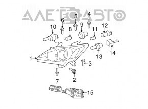 Far stânga față goală Lexus ES350 10-11 halogen