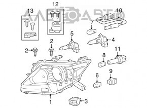 Far stânga față goală Lexus RX350 RX450h 10-12 pre-restilizare halogen