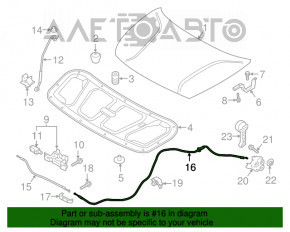 Cablu de deschidere a capotei portbagajului spate pentru Kia Niro 17-22 HEV, PHEV