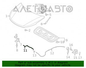 Cablu de deschidere a capotei Hyundai Santa FE 19-20 pe broască