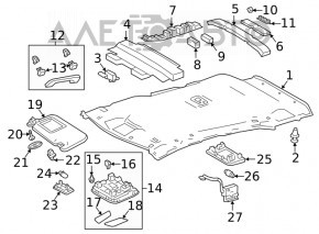 Plafonul de iluminare din spate pentru Toyota Highlander 20 - gri.