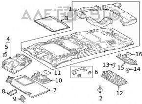 Plafonul de iluminare central pentru Toyota Highlander 20 - gri.