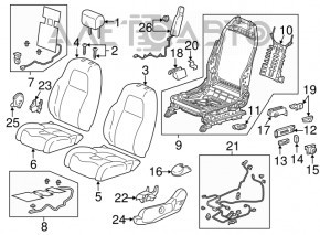 Водительское сидение Honda CRV 17-22 с airbag, электро, кожа серое