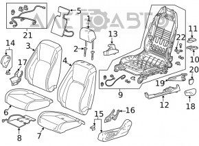 Scaunul șoferului pentru Honda Clarity 18-21 SUA cu airbag, electric, piele neagră