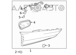 Lampa interioară pentru capacul portbagajului dreapta Toyota Highlander 20- LED, incandescent.