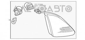 Lampa interioară pentru portbagaj stânga Lexus RX300 98-03 pre-restilizare SUA, cu geam fumuriu și o fisură.